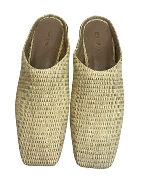 Bernardo Porto Natural Woven Square-Toe Mules 8.5